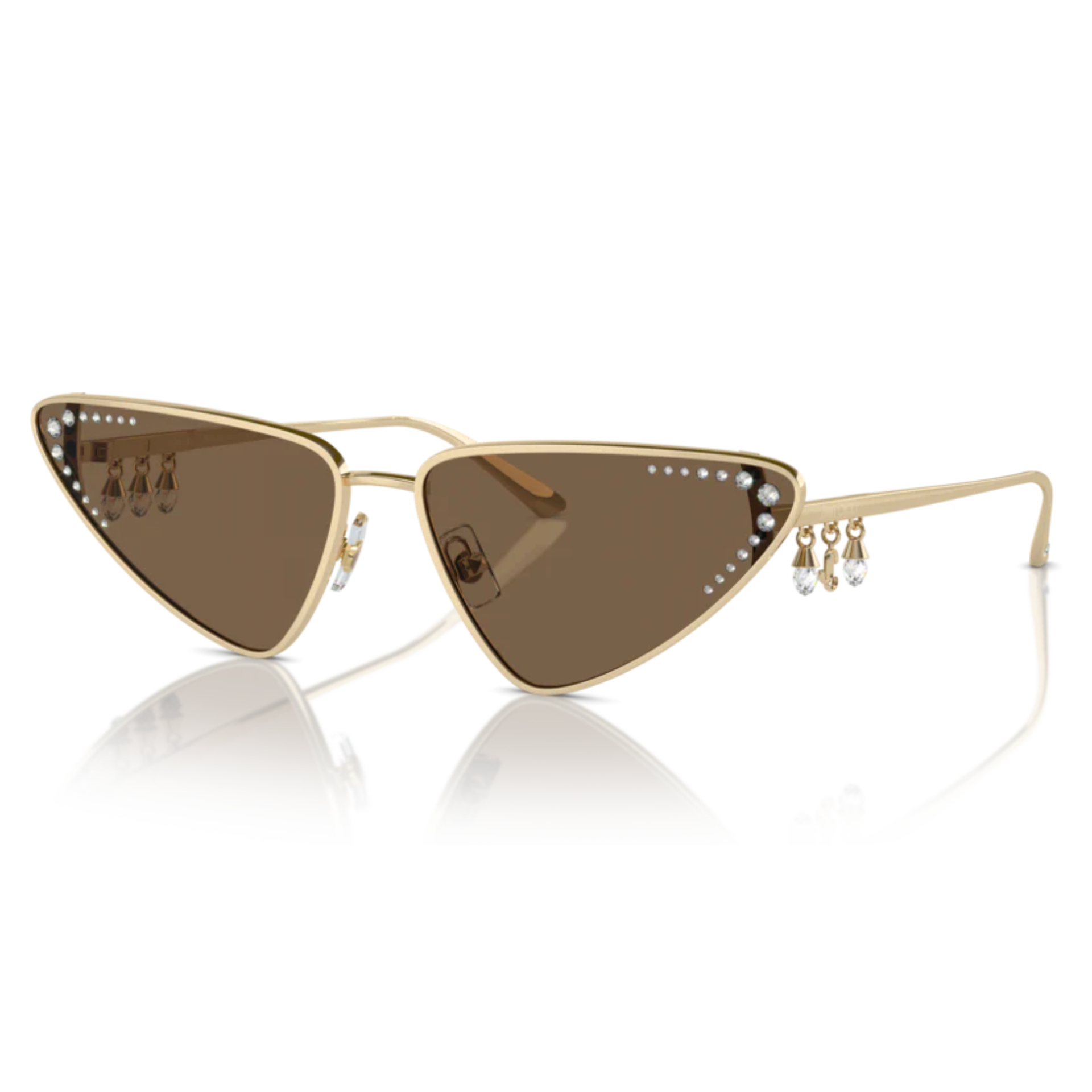 JIMMY CHOO JC4001B 300673 Pale Gold Dark Brown 63 mm Women's Sunglasses