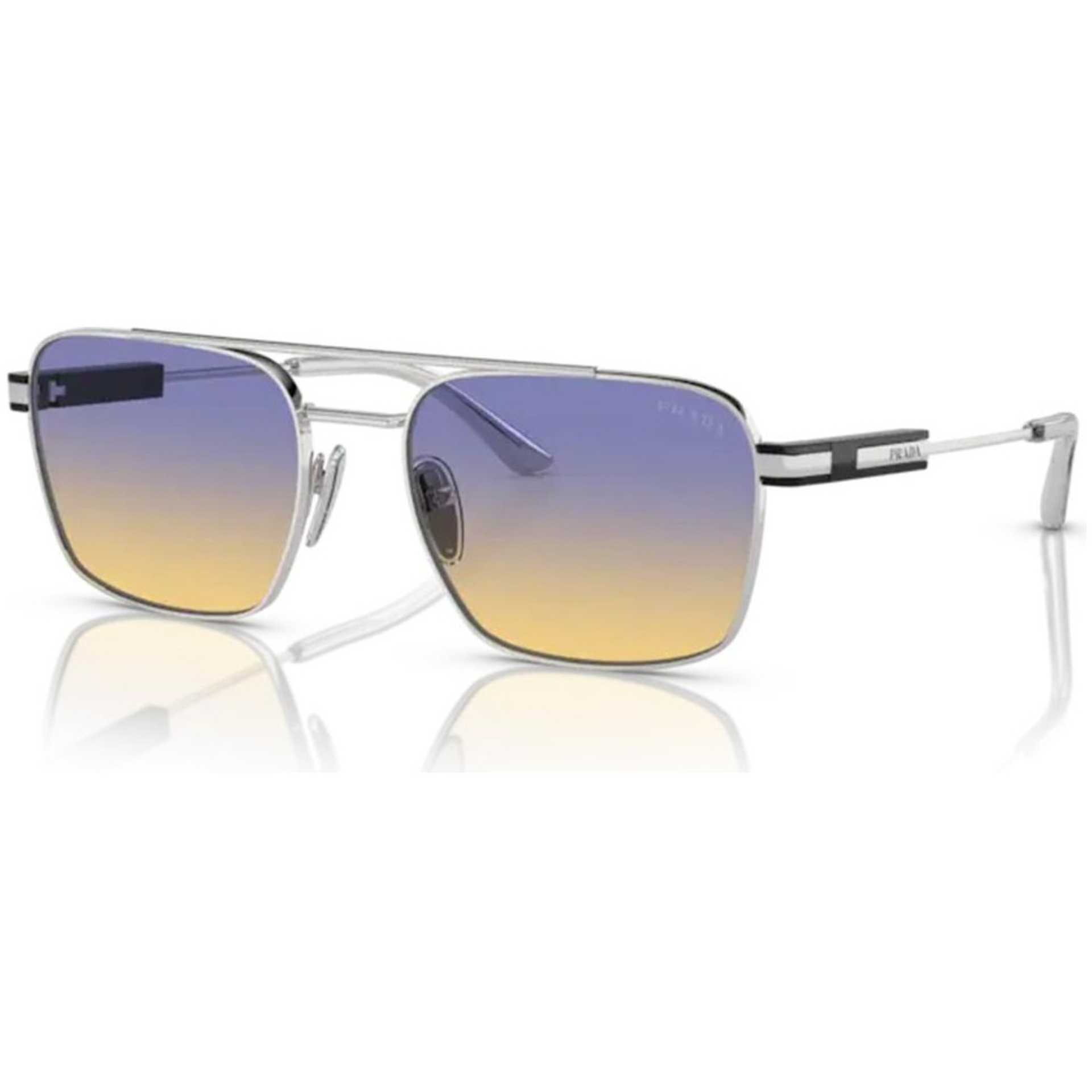 Prada PR 67ZS 1BC06Z 56 Unisex Oval Silver Metal Sunglasses