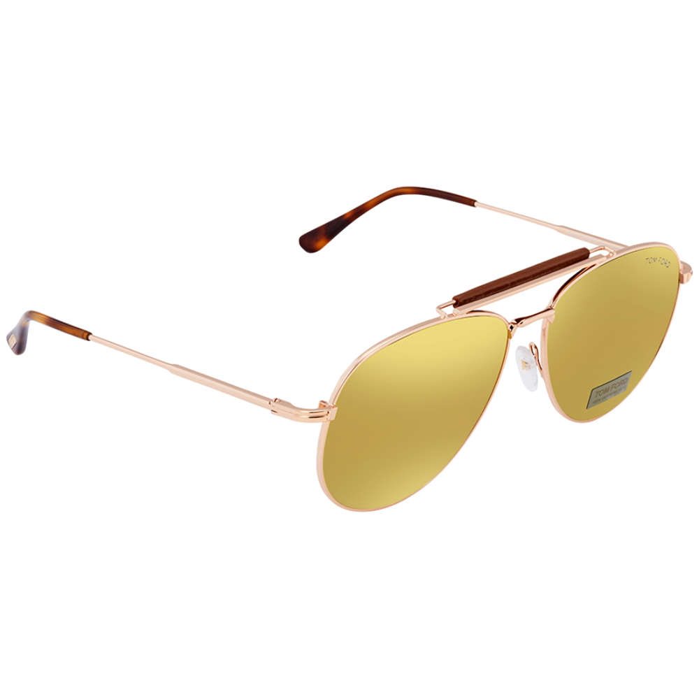 Tom Ford Unisex Adults’ FT0536 28G 60 Sunglasses, Gold (Oro Rosa Lucido/Marrone Specchiato)